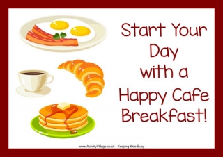 Happy Cafe Breakfast Poster