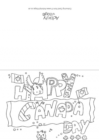 Happy Canada Day Colouring Card