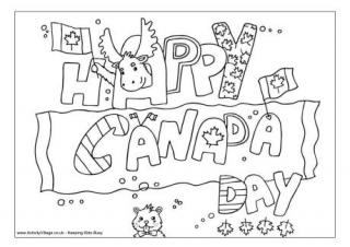 Happy Canada Day Colouring Page
