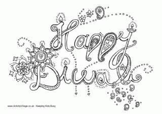 Happy Diwali Colouring Page