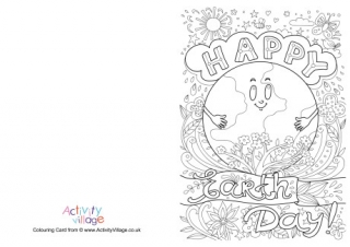 Happy Earth Day Colouring Card
