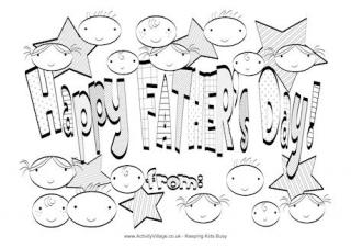 Happy Father's Day Message Colouring Page