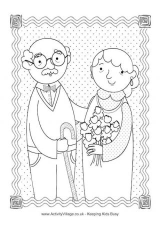 Happy Grandparents Day Colouring Page