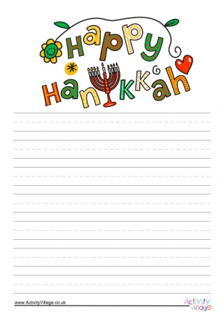 Happy Hanukkah Writing Paper