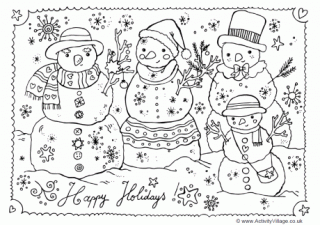 Happy Holidays Colouring Page