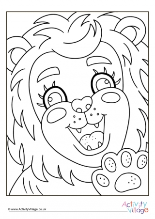 Happy Lion Colouring Page