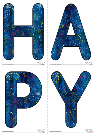 Happy New Year Display Letters - Fireworks