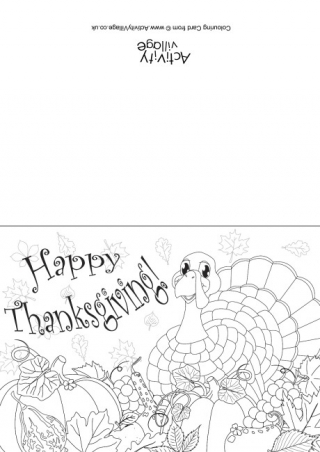 Happy Thanksgiving Colouring Card 2