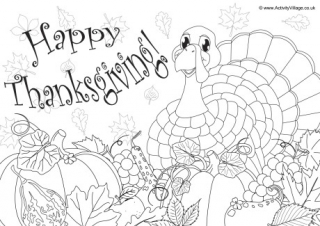 Happy Thanksgiving Colouring Page 3