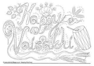 Happy Vaisakhi Colouring Page