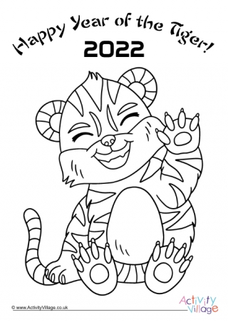 Happy Year of the Tiger Colouring Page