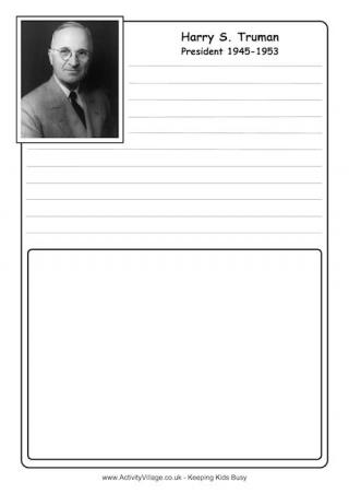 Harry Truman Notebooking Page