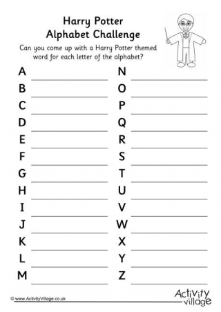 Harry Potter Alphabet Challenge
