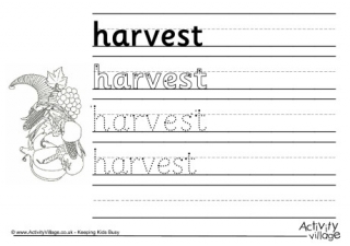 Harvest Handwriting Worksheet