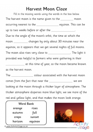 Harvest Moon Cloze