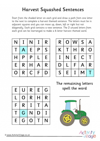Harvest squashed sentence puzzle