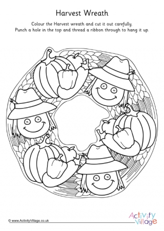 Harvest Wreath Colouring Page