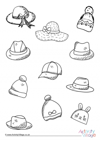 Hats Colouring Page