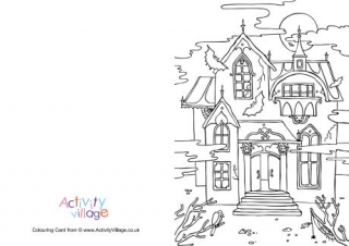 Haunted House Colouring Card