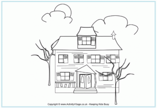 Haunted House Colouring Page 2