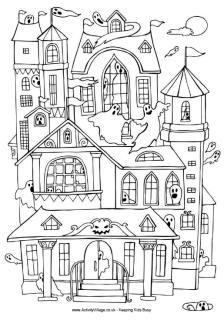 Haunted House Colouring Pages