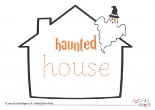 Haunted House Word Tracing Page