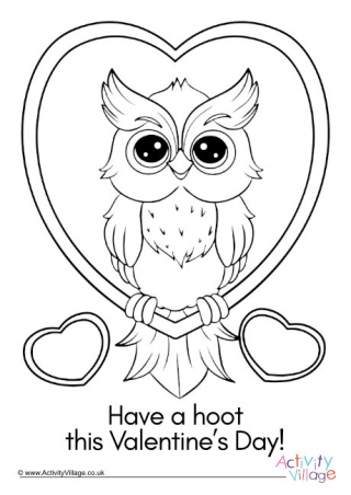 Have a Hoot Valentine Colouring Page