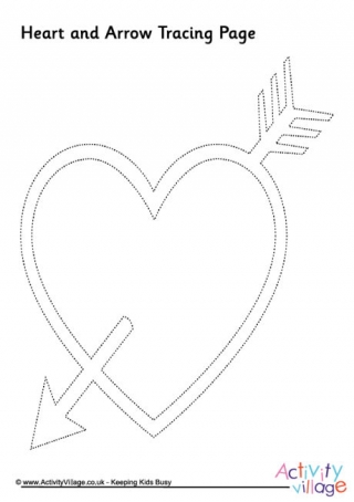 Heart and Arrow Tracing Page
