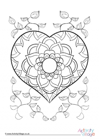 Heart Doodle Colouring Page 1