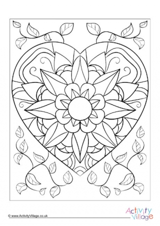Heart Doodle Colouring Page 2