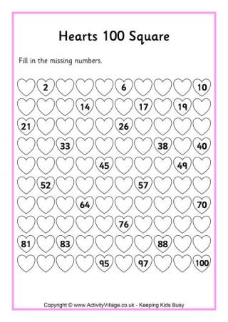 Hearts 100 Square