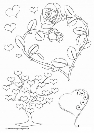 Hearts Colouring Page