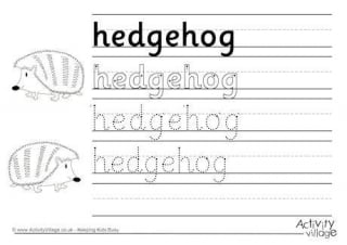Hedgehog Handwriting Worksheet