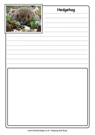 Hedgehog Notebooking Page