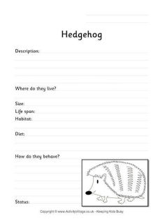 Hedgehog Worksheets