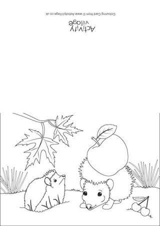 Hedgehogs Scene Colouring Card