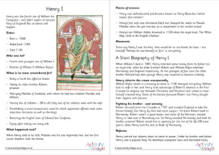 Henry I Fact Sheet
