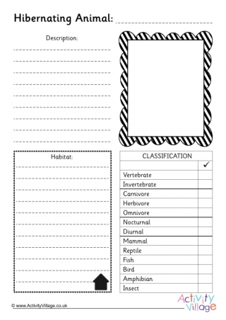 Hibernating Animal Worksheet Blank