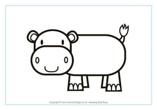 Hippo Colouring Page