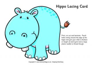 Hippo Lacing Card 