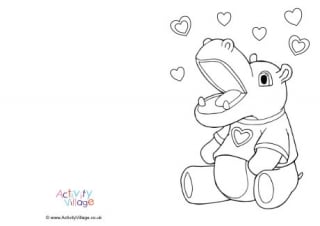 Hippo Love Colouring Card
