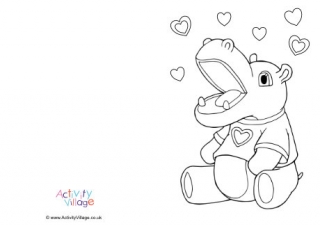 Hippo Love Colouring Card