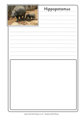 Hippopotamus Notebooking Page