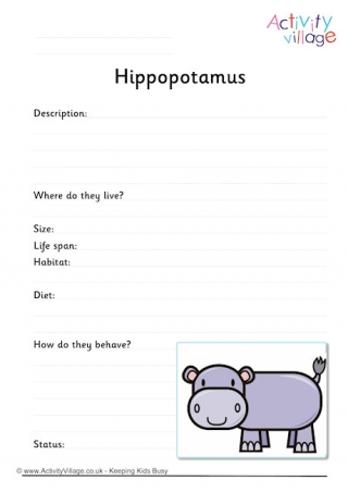 Hippopotamus Worksheet