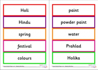 Holi Word Cards