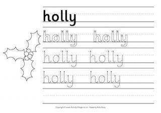 Holly Handwriting Worksheet