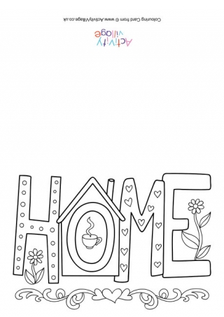Home Colouring Card