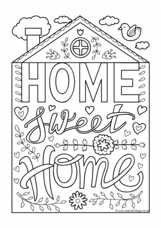 Home Sweet Home Colouring Page