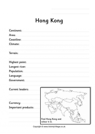 Hong Kong Fact Worksheet