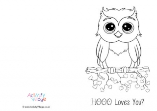 Hoo Loves You Colouring Card